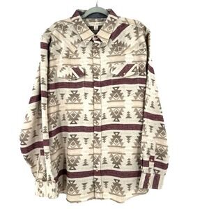 NEW Cody James Pearl Snap Southwestern Flannel Shirt Mens XL Aztec Landman Rodeo